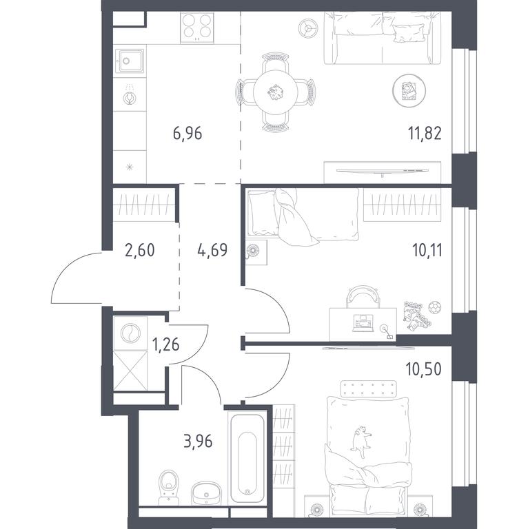 1-BD Apartment Sale, 51.9 sq. m. at Novoe Vidnoe, Kalinovka Village, Leninskiy City District, Moscow Region, Russia #1 1-BD Apartment Sale, 51.9 sq. m. at Novoe Vidnoe, Kalinovka Village, Leninskiy City District, Moscow Region, Russia #1