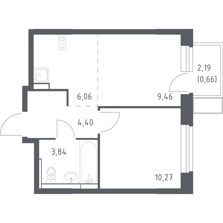 Apartment Sale, 34.69 sq. m. at Novoe Vidnoe, Kalinovka Village, Leninskiy City District, Moscow Region, Russia #1