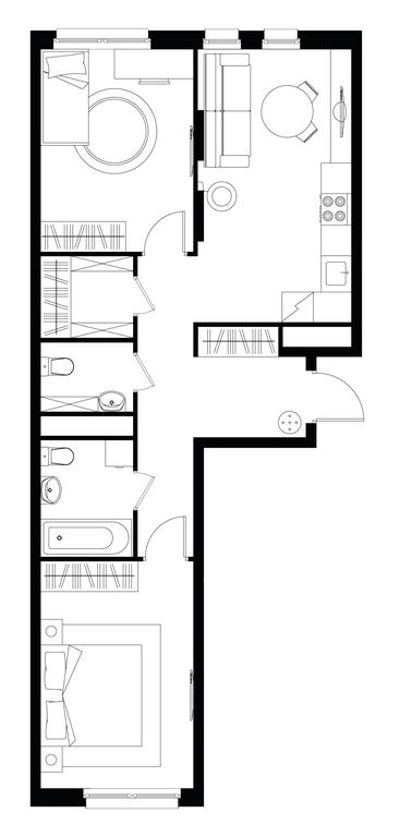 2-BD Apartment Sale, 63.8 sq. m. at Pervyi Moskovskiy, ulitsa Bianki, 1, Moskovskiy, Moscow, Russia #1
