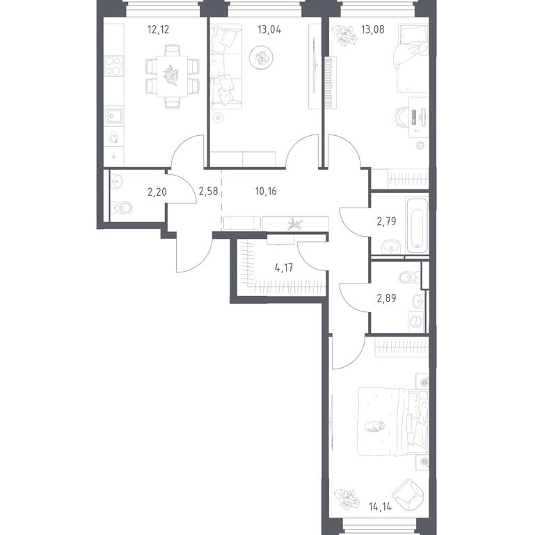 2-BD Apartment Sale, 77.17 sq. m. at Kosmicheskiy kvartal, M.K. Tikhonravova Street, Yubileyniy Microdistrict, Korolyov, Moscow Region, Russia #1 2-BD Apartment Sale, 77.17 sq. m. at Kosmicheskiy kvartal, M.K. Tikhonravova Street, Yubileyniy Microdistrict, Korolyov, Moscow Region, Russia #1