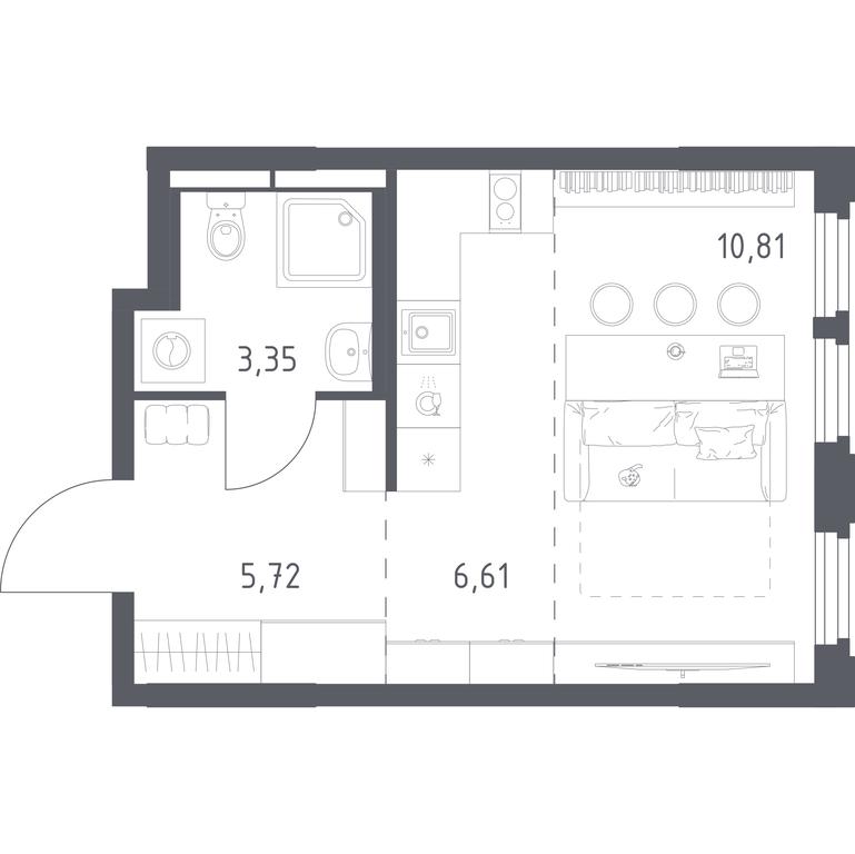 Apartment Sale, 26.49 sq. m. at Kosmicheskiy kvartal, M.K. Tikhonravova Street, Yubileyniy Microdistrict, Korolyov, Moscow Region, Russia #1