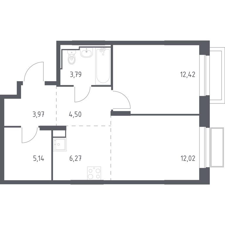 Apartment Sale, 48.11 sq. m. at Dolina Yauzy, Trudovaya Street, 23, Mytischi, Moscow Region, Russia #1