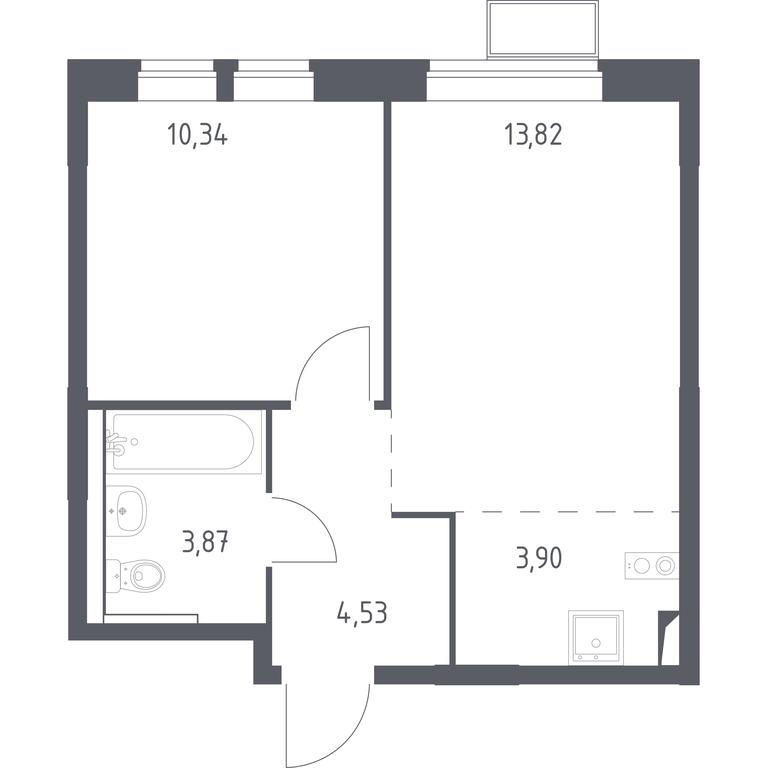 1-BD Apartment Sale, 36.46 sq. m. at Kvartal Saburovo, derevnya Saburovo, 198, Krasnogorsk City District, Moscow Region, Russia #1