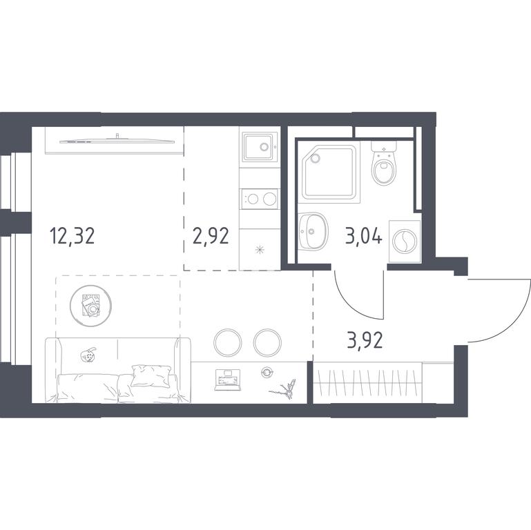 Apartment Sale, 22.2平方米 at Novoe Vidnoe, Kalinovka Village, Leninskiy City District, Moscow Region, Russia #1