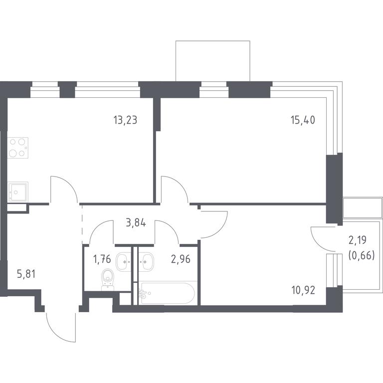1-BD Apartment Sale, 54.58 sq. m. at Novoe Vidnoe, Kalinovka Village, Leninskiy City District, Moscow Region, Russia #1