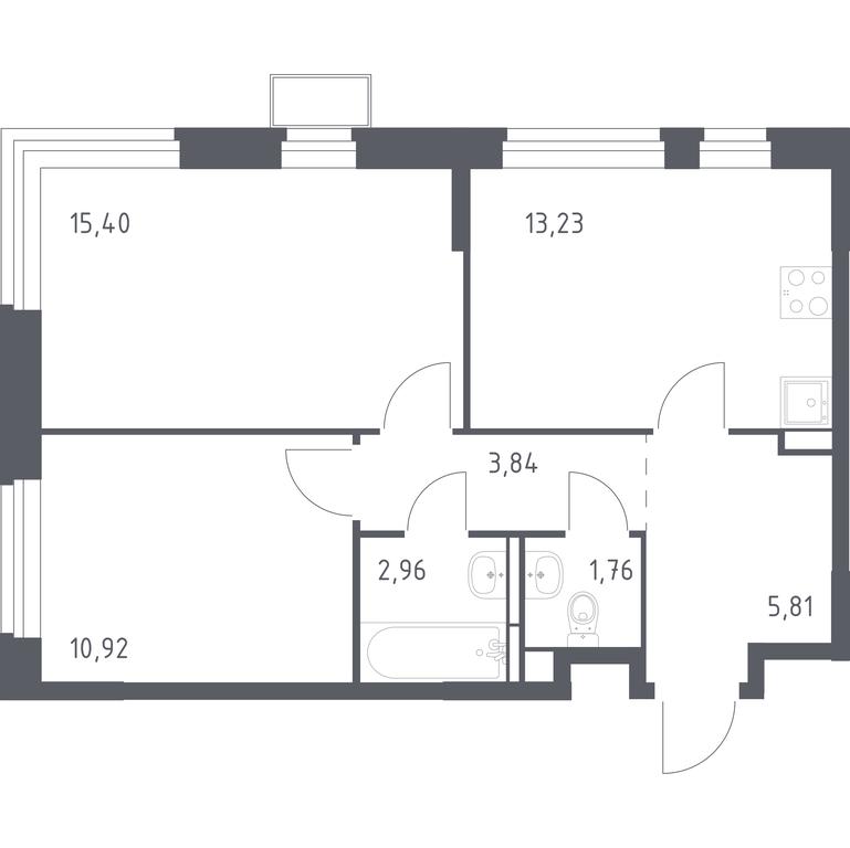 1-BD Apartment Sale, 53.92 sq. m. at Novoe Vidnoe, Kalinovka Village, Leninskiy City District, Moscow Region, Russia #1