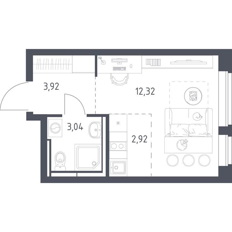 Apartment Sale, 22.2 sq. m. at Novoe Vidnoe, Kalinovka Village, Leninskiy City District, Moscow Region, Russia #1