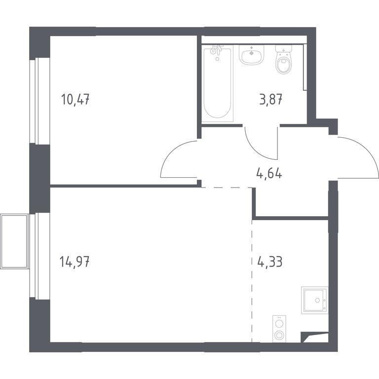 Продажа 1-комн. квартиры, 38,28 м² в ЖК «Квартал Сабурово», деревня Сабурово, 198, городской округ Красногорск, Московская область, Россия #1