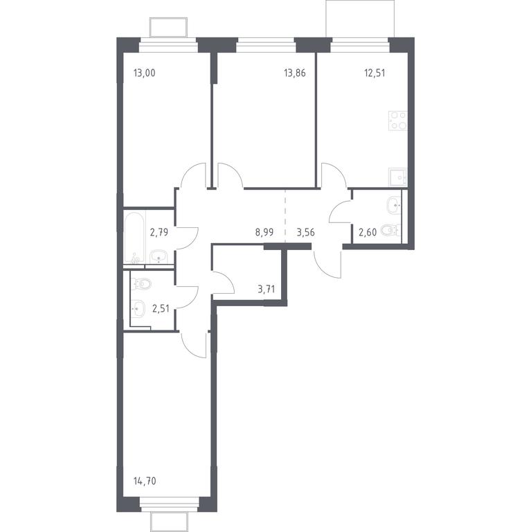 2-BD Apartment Sale, 78.23 sq. m. at Novoe Vidnoe, Kalinovka Village, Leninskiy City District, Moscow Region, Russia #1 2-BD Apartment Sale, 78.23 sq. m. at Novoe Vidnoe, Kalinovka Village, Leninskiy City District, Moscow Region, Russia #1