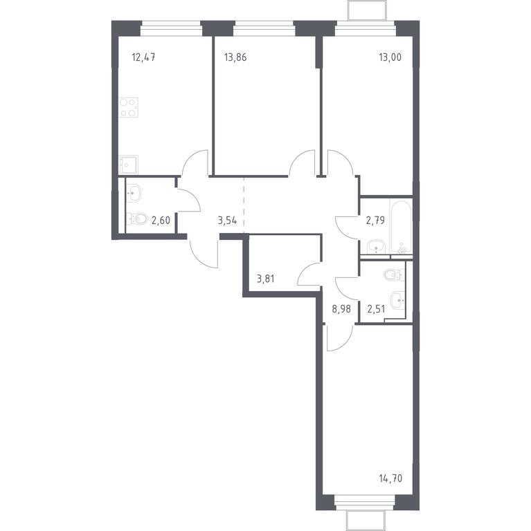 2-BD Apartment Sale, 78.26平方米 at Novoe Vidnoe, Kalinovka Village, Leninskiy City District, Moscow Region, Russia #1 2-BD Apartment Sale, 78.26平方米 at Novoe Vidnoe, Kalinovka Village, Leninskiy City District, Moscow Region, Russia #1