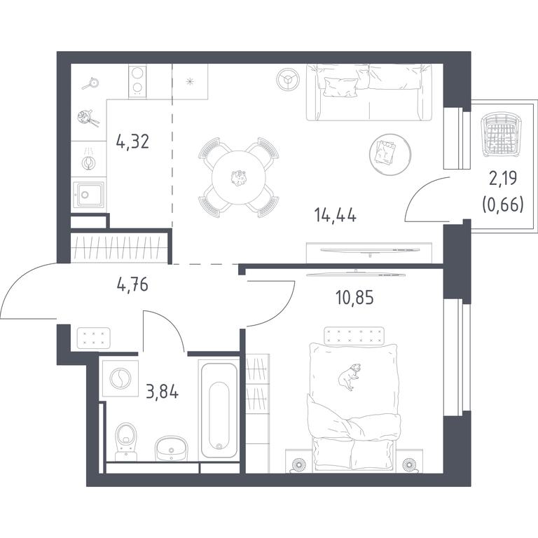 Apartment Sale, 38.87 sq. m. at Novoe Vidnoe, Kalinovka Village, Leninskiy City District, Moscow Region, Russia #1 Apartment Sale, 38.87 sq. m. at Novoe Vidnoe, Kalinovka Village, Leninskiy City District, Moscow Region, Russia #1