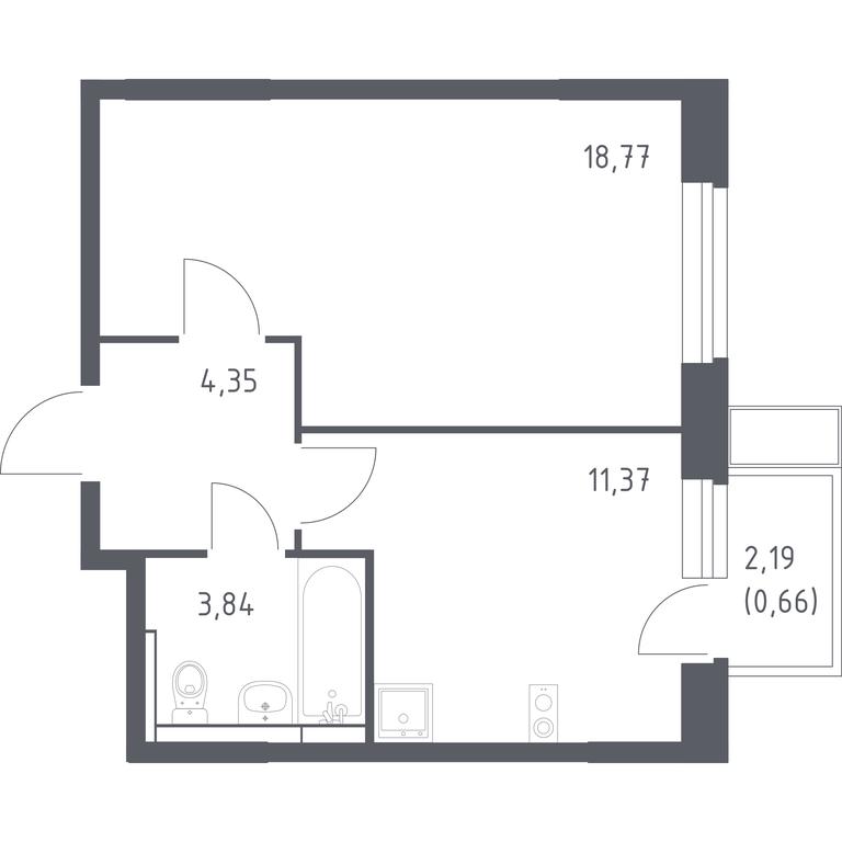 Apartment Sale, 38.99 sq. m. at Novoe Vidnoe, Kalinovka Village, Leninskiy City District, Moscow Region, Russia #1