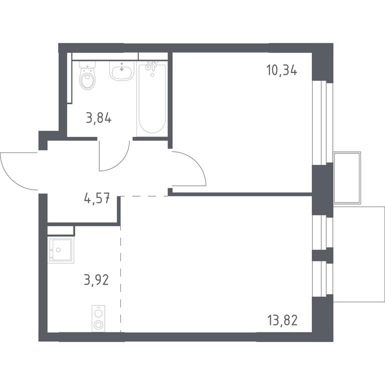 Apartment Sale, 36.49 sq. m. at Novoe Vidnoe, Kalinovka Village, Leninskiy City District, Moscow Region, Russia #1