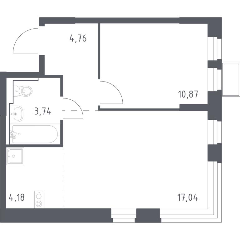 Apartment Sale, 40.59 sq. m. at Novoe Vidnoe, Kalinovka Village, Leninskiy City District, Moscow Region, Russia #1