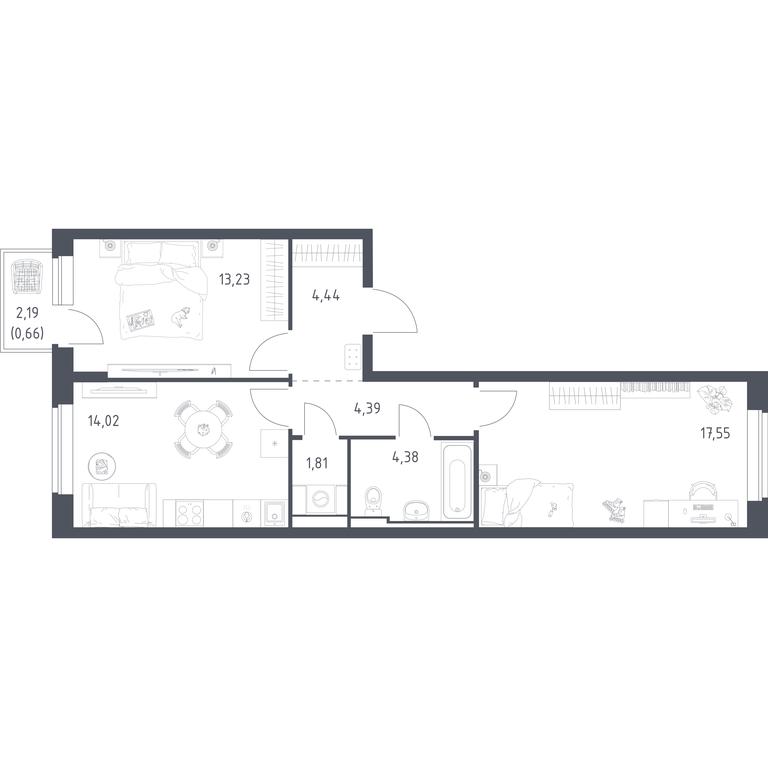 1-BD Apartment Sale, 60.48 sq. m. at Novoe Vidnoe, Kalinovka Village, Leninskiy City District, Moscow Region, Russia #1 1-BD Apartment Sale, 60.48 sq. m. at Novoe Vidnoe, Kalinovka Village, Leninskiy City District, Moscow Region, Russia #1