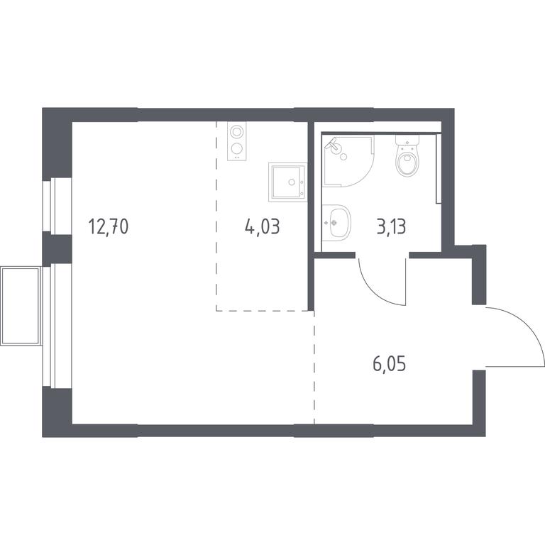 Apartment Sale, 25.91 sq. m. at Kvartal Saburovo, derevnya Saburovo, 198, Krasnogorsk City District, Moscow Region, Russia #1