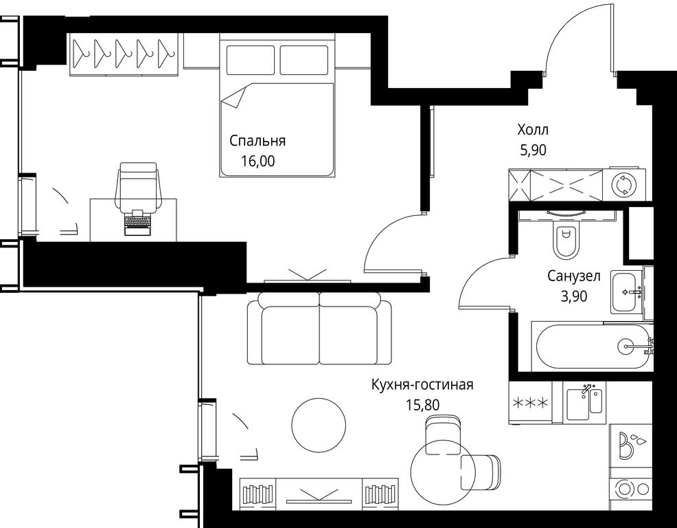 1-BD Apartment Sale, 41.6 sq. m. at VEER, Vereyskaya Street, Moscow, Russia #1 1-BD Apartment Sale, 41.6 sq. m. at VEER, Vereyskaya Street, Moscow, Russia #1