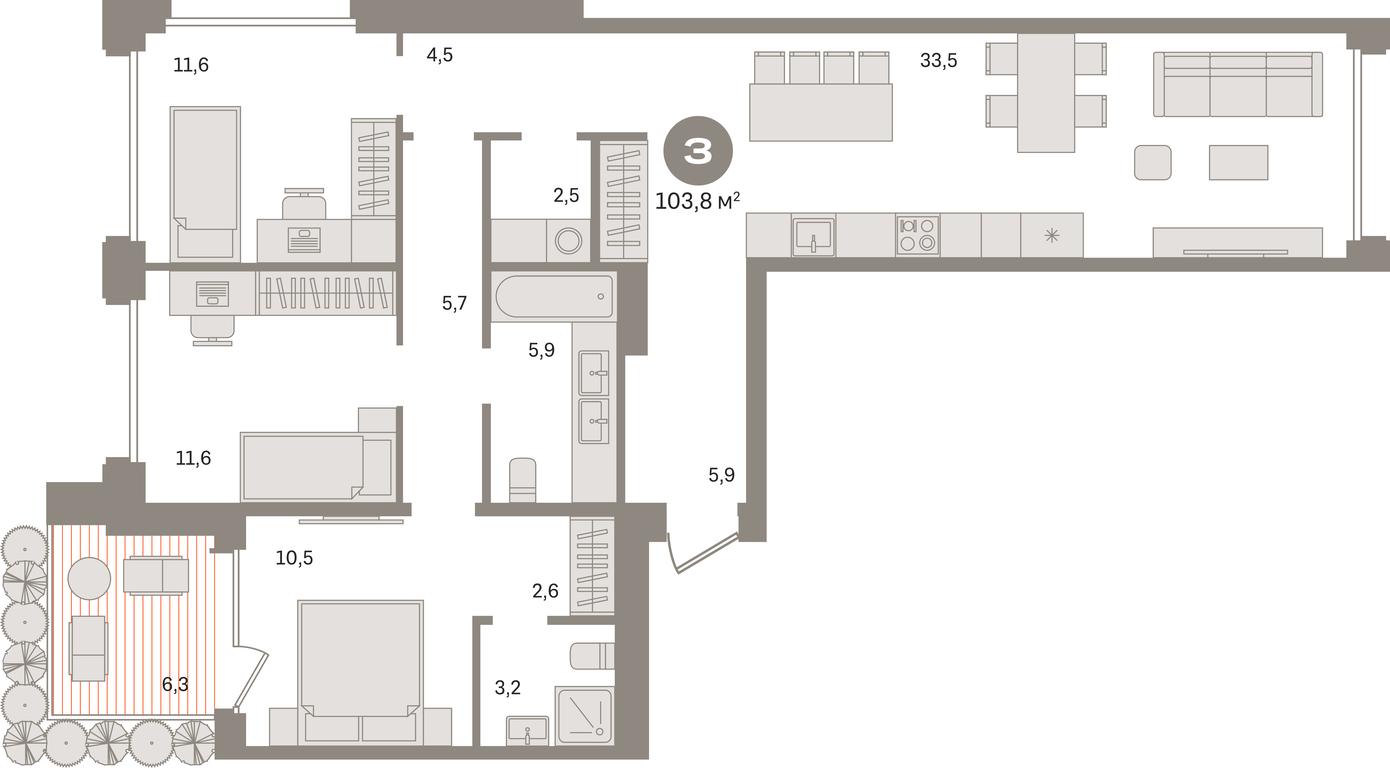 3-BD Apartment Sale, 103.8 sq. m. at Dom A, Dubininskaya Street, вл59к2, Moscow, Russia #1