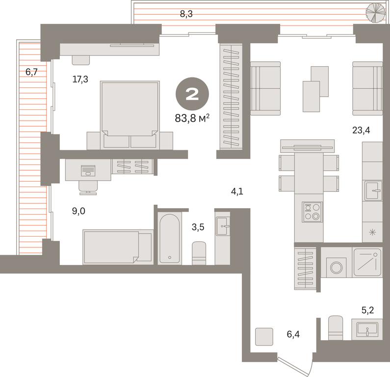 2-BD Apartment Sale, 83.8 sq. m. at Kvartal «MONS», Ogorodny Drive, Moscow, Russia #1 2-BD Apartment Sale, 83.8 sq. m. at Kvartal «MONS», Ogorodny Drive, Moscow, Russia #1