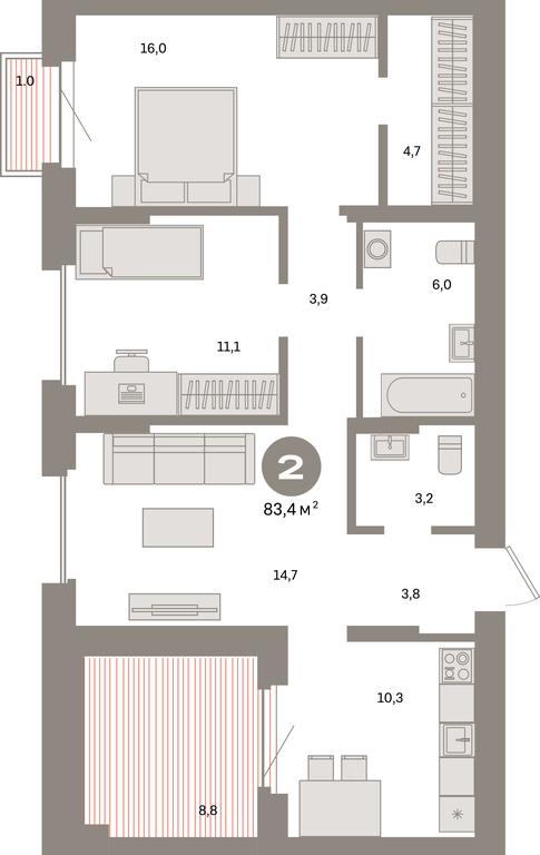 2-BD Apartment Sale, 83.4平方米 at Kvartal Metronom, Tagilskaya Street, Moscow, Russia #1 2-BD Apartment Sale, 83.4平方米 at Kvartal Metronom, Tagilskaya Street, Moscow, Russia #1