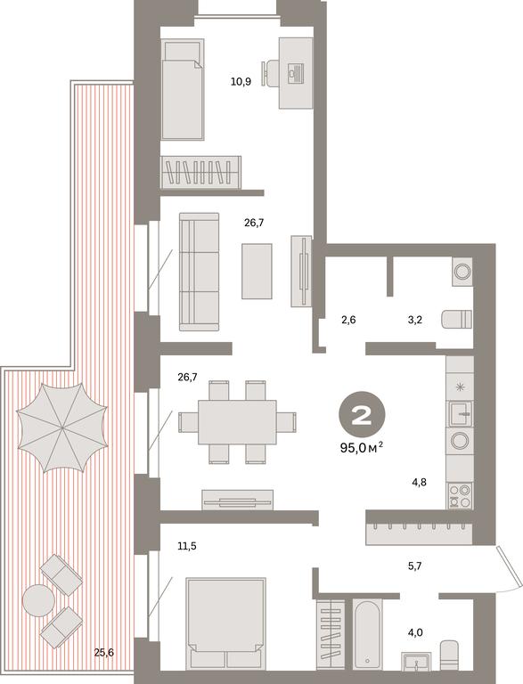 2-BD Apartment Sale, 95平方米 at Kvartal Metronom, Tagilskaya Street, Moscow, Russia #1