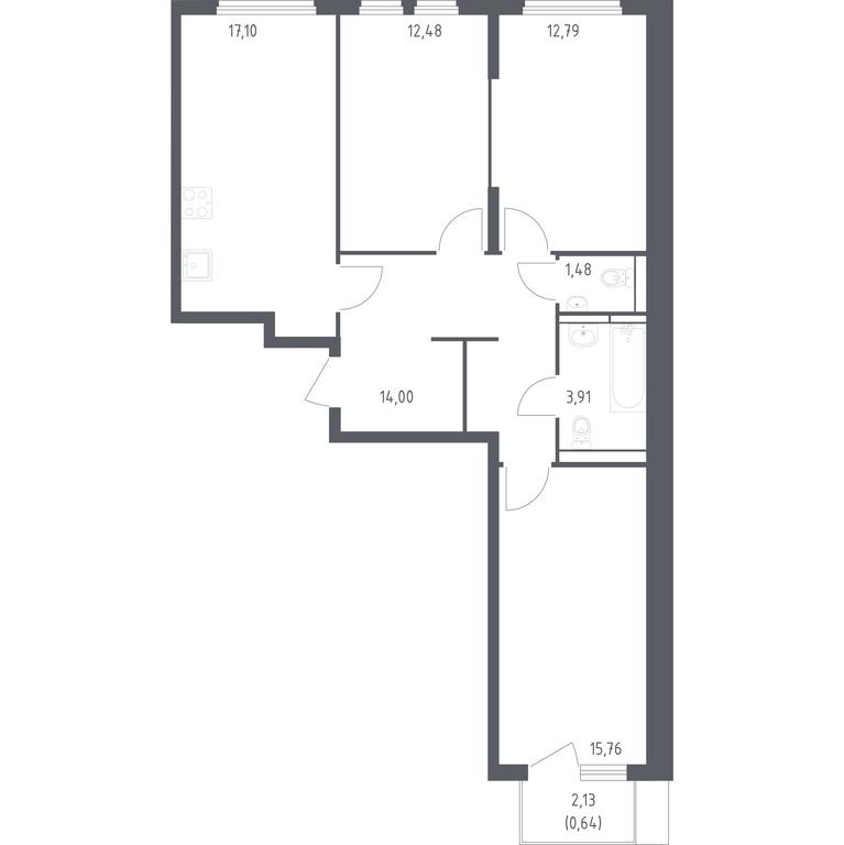 2-BD Apartment Sale, 78.16平方米 at Ostafevo, Ostafyevskoe Highway, 12к1, Ryazanovskoe Settlement, Moscow, Russia #1 2-BD Apartment Sale, 78.16平方米 at Ostafevo, Ostafyevskoe Highway, 12к1, Ryazanovskoe Settlement, Moscow, Russia #1