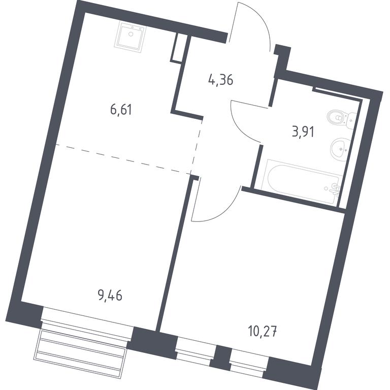 Apartment Sale, 34.61平方米 at Rublevskiy Kvartal, Laykovo Green Quarter, zhiloy kompleks Gorod-sobytiye Laykovo, selo Laykovo, Odintsovskiy City District, Moscow Region, Russia #1