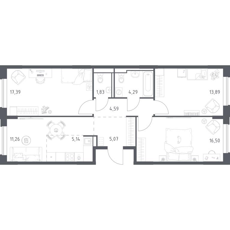 2-BD Apartment Sale, 79.96 sq. m. at Pribrezhnyi Park, Pribrezhniy Park Residential Complex, Village of Yam, Domodedovo City District, Moscow Region, Russia #1 2-BD Apartment Sale, 79.96 sq. m. at Pribrezhnyi Park, Pribrezhniy Park Residential Complex, Village of Yam, Domodedovo City District, Moscow Region, Russia #1