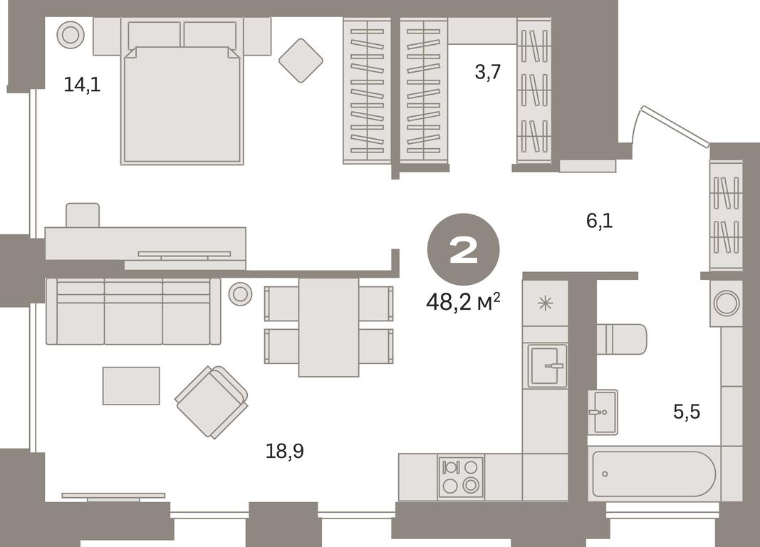 1-BD Apartment Sale, 48.2 sq. m. at Kvartal Gercena, zhiloy kompleks Kvartal Gertsena, Moscow, Russia #1 1-BD Apartment Sale, 48.2 sq. m. at Kvartal Gercena, zhiloy kompleks Kvartal Gertsena, Moscow, Russia #1