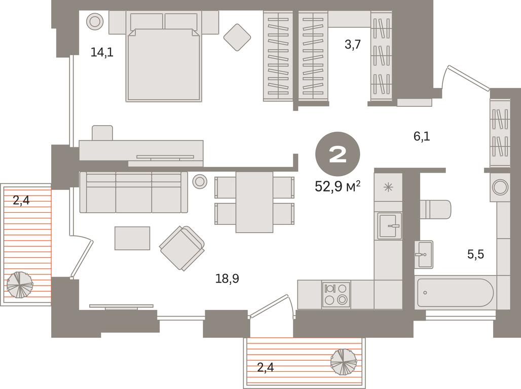 1-BD Apartment Sale, 52.9 sq. m. at Kvartal Gercena, zhiloy kompleks Kvartal Gertsena, Moscow, Russia #1 1-BD Apartment Sale, 52.9 sq. m. at Kvartal Gercena, zhiloy kompleks Kvartal Gertsena, Moscow, Russia #1