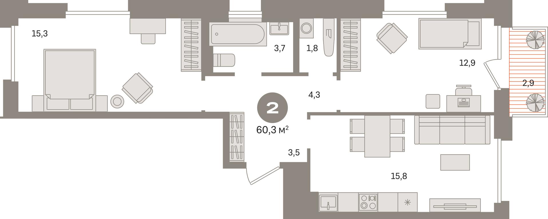2-BD Apartment Sale, 60.3 sq. m. at Kvartal Gercena, zhiloy kompleks Kvartal Gertsena, Moscow, Russia #1 2-BD Apartment Sale, 60.3 sq. m. at Kvartal Gercena, zhiloy kompleks Kvartal Gertsena, Moscow, Russia #1