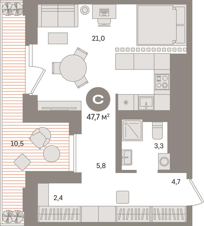 Apartment Sale, 47.7平方米 at Kvartal Gercena, zhiloy kompleks Kvartal Gertsena, Moscow, Russia #1 Apartment Sale, 47.7平方米 at Kvartal Gercena, zhiloy kompleks Kvartal Gertsena, Moscow, Russia #1