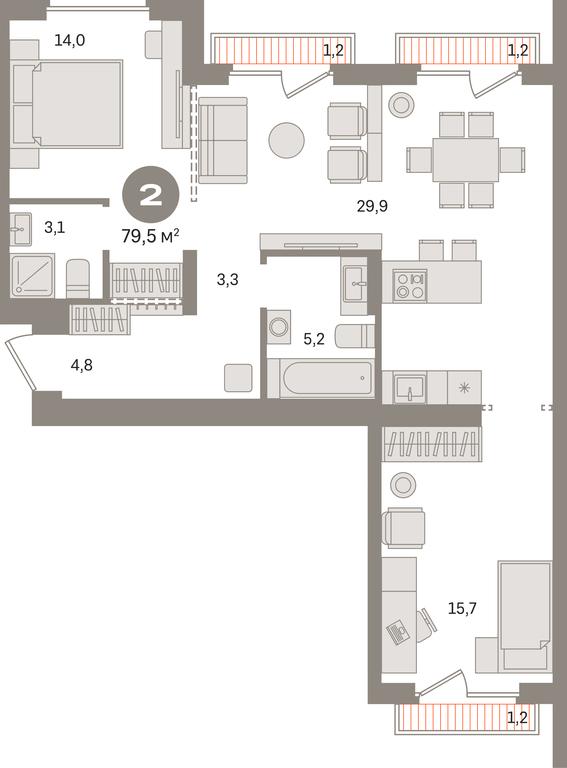2-BD Apartment Sale, 79.5平方米 at Pervy kvartal, Kalinovaya ulitsa, derevnya Sapronovo, Leninskiy City District, Moscow Region, Russia #1 2-BD Apartment Sale, 79.5平方米 at Pervy kvartal, Kalinovaya ulitsa, derevnya Sapronovo, Leninskiy City District, Moscow Region, Russia #1