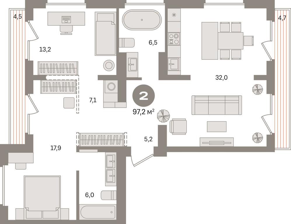 2-BD Apartment Sale, 97.2 sq. m. at Pervy kvartal, Kalinovaya ulitsa, derevnya Sapronovo, Leninskiy City District, Moscow Region, Russia #1 2-BD Apartment Sale, 97.2 sq. m. at Pervy kvartal, Kalinovaya ulitsa, derevnya Sapronovo, Leninskiy City District, Moscow Region, Russia #1