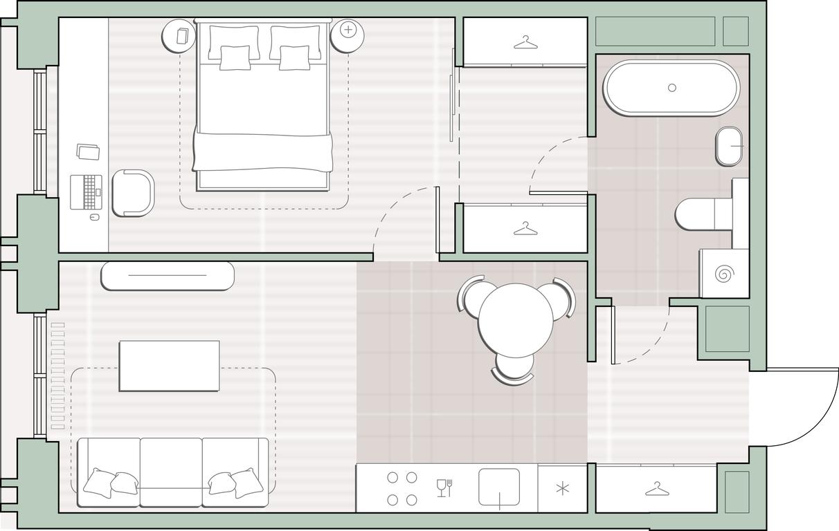 1-BD Apartment Sale, 47.63 sq. m. at Sreda na Kutuzovskom, Ivana Franko Street, Moscow, Russia #1