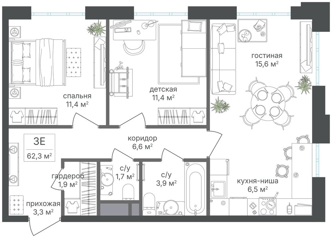 2-BD Apartment Sale, 62.3 sq. m. at Mikhalkovskiy, Mikhalkovskaya Street, 48, Moscow, Russia #1 2-BD Apartment Sale, 62.3 sq. m. at Mikhalkovskiy, Mikhalkovskaya Street, 48, Moscow, Russia #1