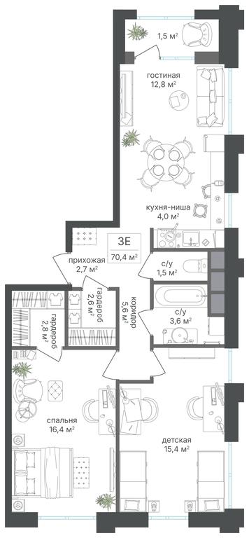 2-BD Apartment Sale, 68.9 sq. m. at Mikhalkovskiy, Mikhalkovskaya Street, 48, Moscow, Russia #1 2-BD Apartment Sale, 68.9 sq. m. at Mikhalkovskiy, Mikhalkovskaya Street, 48, Moscow, Russia #1