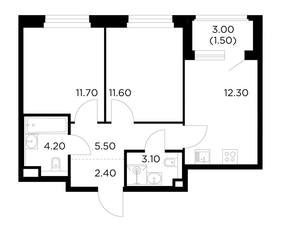 2-BD Apartment Sale, 52.3平方米 at Belyi Grad, Tsentralnaya Street, 1, Mytischi, Moscow Region, Russia #1 2-BD Apartment Sale, 52.3平方米 at Belyi Grad, Tsentralnaya Street, 1, Mytischi, Moscow Region, Russia #1