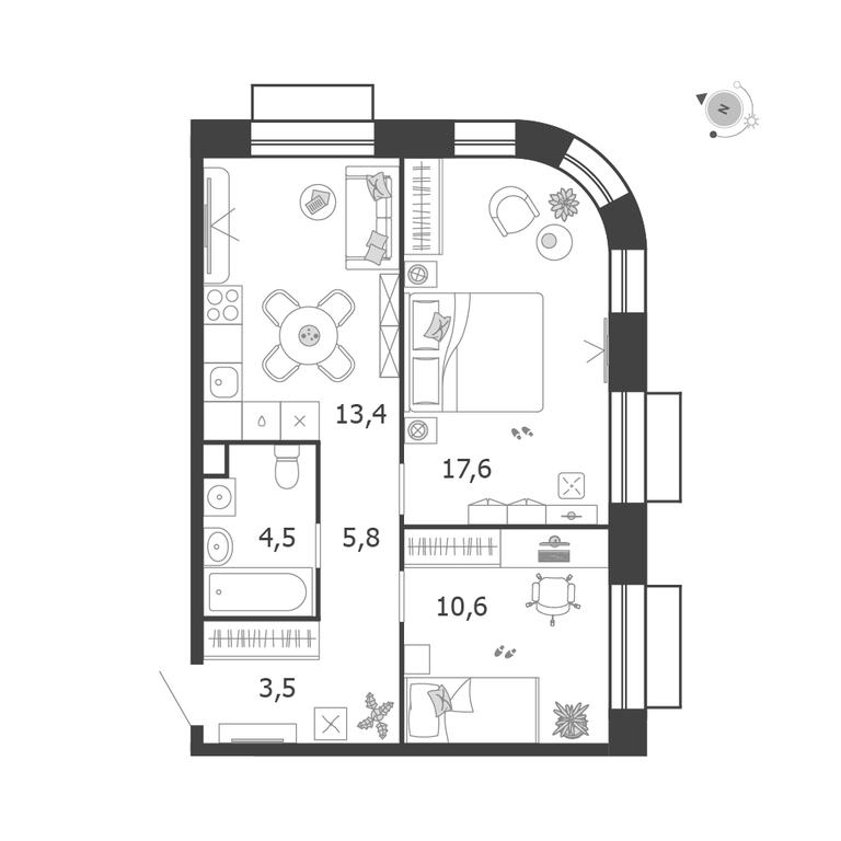 2-BD Apartment Sale, 54.7 sq. m. at Shagal, Автозаводская улица, 23, Москва, Россия #1 2-BD Apartment Sale, 54.7 sq. m. at Shagal, Автозаводская улица, 23, Москва, Россия #1