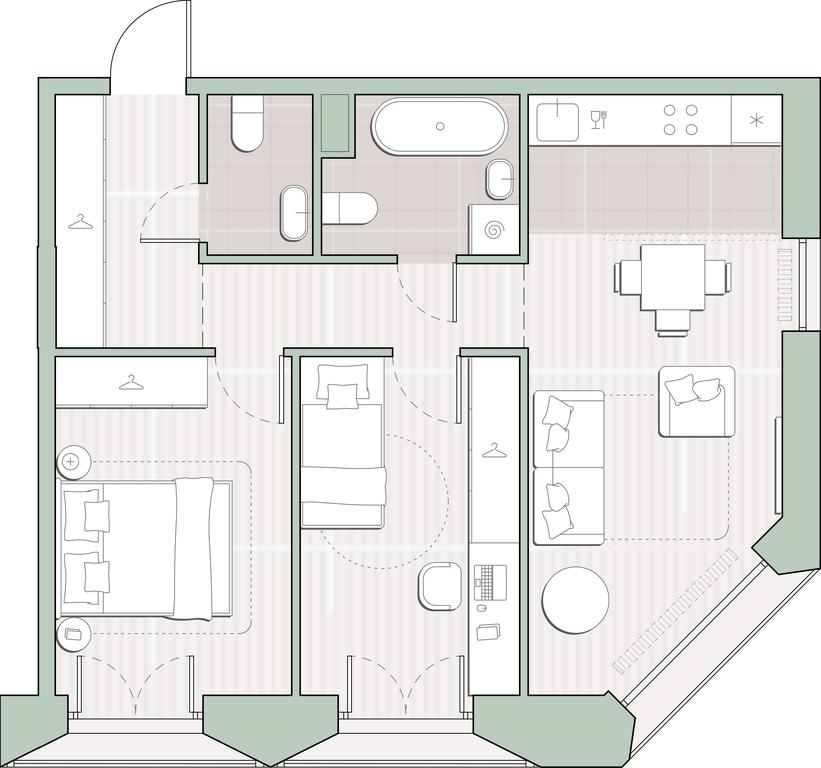 2-BD Apartment Sale, 56.2 sq. m. at Sreda na Lobachevskogo, Ochakovskoye Highway, Moscow, Russia #1