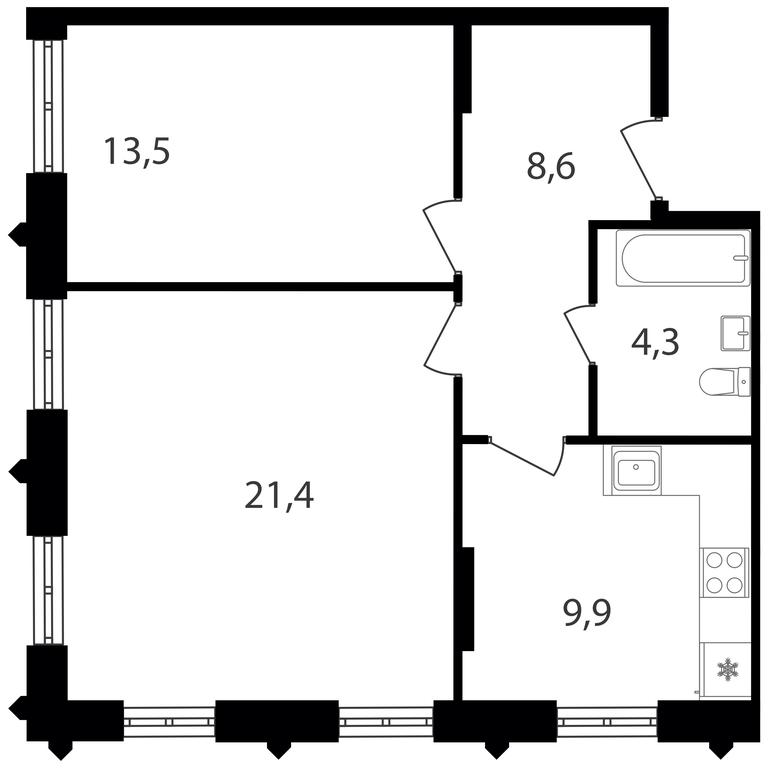 2-BD Apartment Sale, 57.7平方米 at Varshavskie Vorota, Varshavskoye Highway, 141, Moscow, Russia #1 2-BD Apartment Sale, 57.7平方米 at Varshavskie Vorota, Varshavskoye Highway, 141, Moscow, Russia #1
