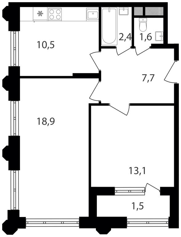 2-BD Apartment Sale, 55.7平方米 at Varshavskie Vorota, Varshavskoye Highway, 141, Moscow, Russia #1 2-BD Apartment Sale, 55.7平方米 at Varshavskie Vorota, Varshavskoye Highway, 141, Moscow, Russia #1