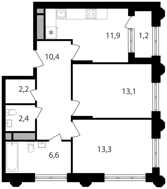 2-BD Apartment Sale, 61.1 sq. m. at Varshavskie Vorota, Varshavskoye Highway, 141, Moscow, Russia #1