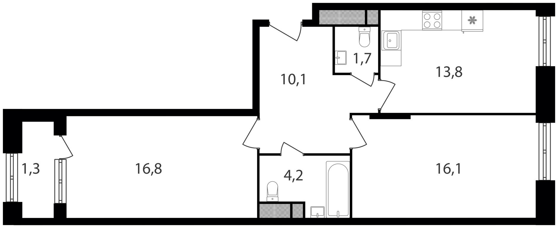 2-BD Apartment Sale, 64平方米 at Varshavskie Vorota, Varshavskoye Highway, 141, Moscow, Russia #2