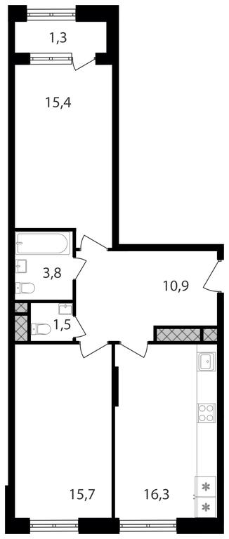2-BD Apartment Sale, 64.9平方米 at Varshavskie Vorota, Varshavskoye Highway, 141, Moscow, Russia #2 2-BD Apartment Sale, 64.9平方米 at Varshavskie Vorota, Varshavskoye Highway, 141, Moscow, Russia #2