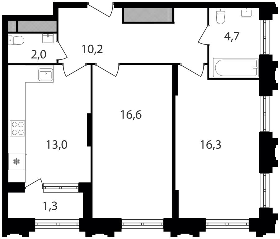 2-BD Apartment Sale, 64.1平方米 at Varshavskie Vorota, Varshavskoye Highway, 141, Moscow, Russia #1