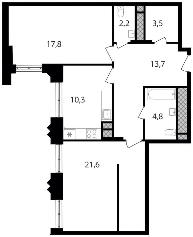 2-BD Apartment Sale, 73.9平方米 at Varshavskie Vorota, Varshavskoye Highway, 141, Moscow, Russia #1 2-BD Apartment Sale, 73.9平方米 at Varshavskie Vorota, Varshavskoye Highway, 141, Moscow, Russia #1