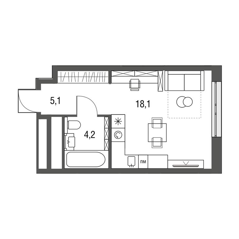 Apartment Sale, 27.5 sq. m. at Sirenevyi Park, Otkrytoye Highway, 20с1, Moscow, Russia #1