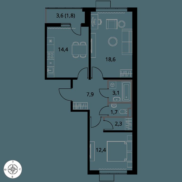 2-BD Apartment Sale, 62.2 sq. m. at 1-y Salarevskiy, Kiyevskoye Highway, Moskovskiy Settlement, Moscow, Russia #1 2-BD Apartment Sale, 62.2 sq. m. at 1-y Salarevskiy, Kiyevskoye Highway, Moskovskiy Settlement, Moscow, Russia #1