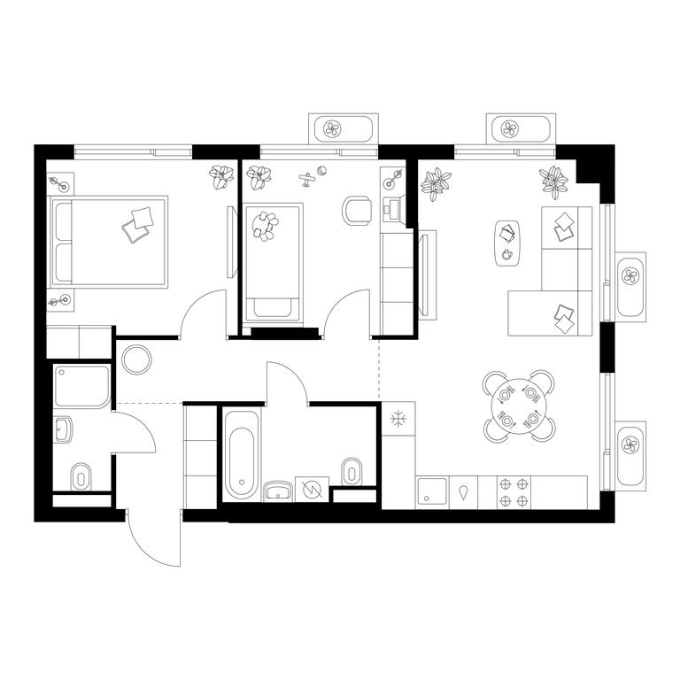 2-BD Apartment Sale, 57.1 sq. m. at Altufevskoe 53, Алтуфьевское шоссе, 53с11, Москва, Россия #1